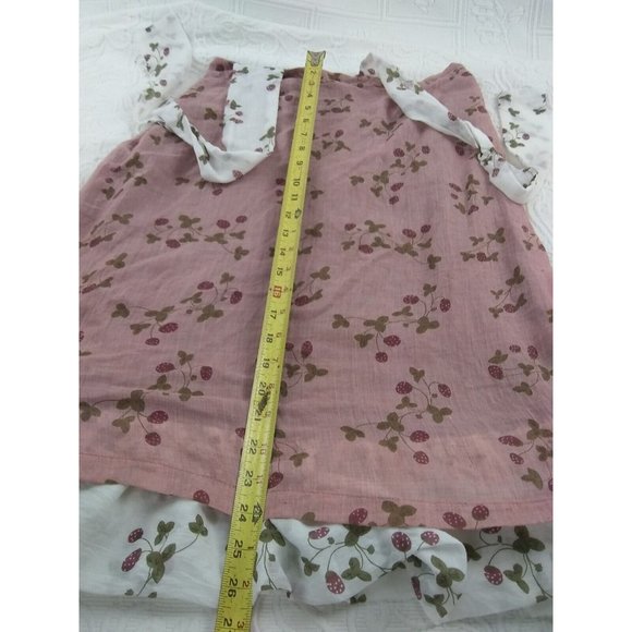 Ian Mosh Old Pink & Ecru Ruffle Halter Peasant style strawberry Dress Size 2 - Picture 6 of 12